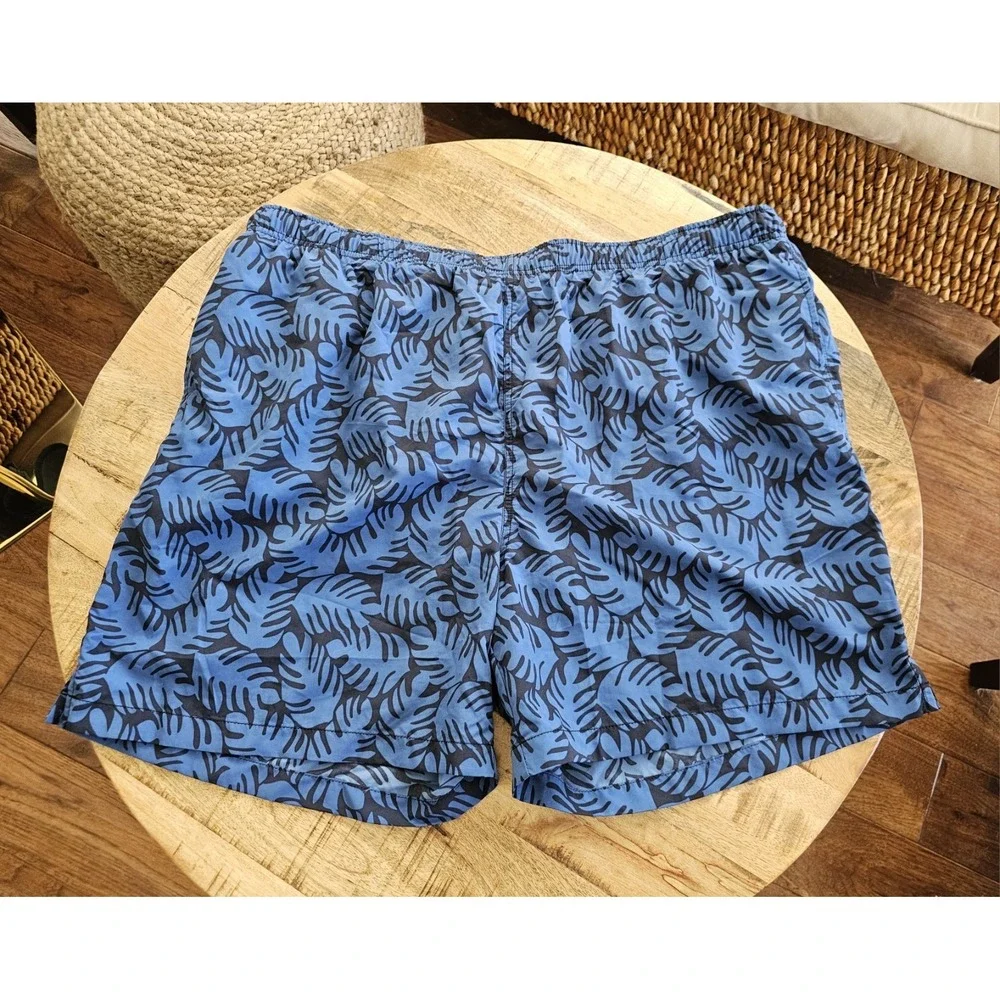 Lands' End Tropical Palm Leaf Performance Swim Trunks Shorts Men's 2XL NWT